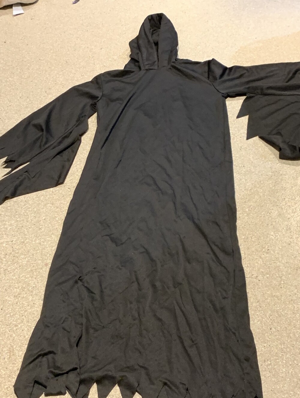 #707 "Spirit' Black Hooded Costume Dress with Jagged Hem and Sleeves